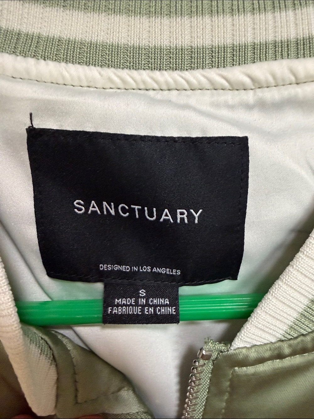 Sanctuary Satin Bomber Jacket - Sage & Cream Contrast - Picture 4 of 6